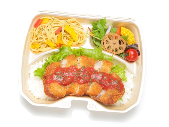 特製トマトソース　ポークカツレツ＆Gateパスタ・季節の8種サラダ